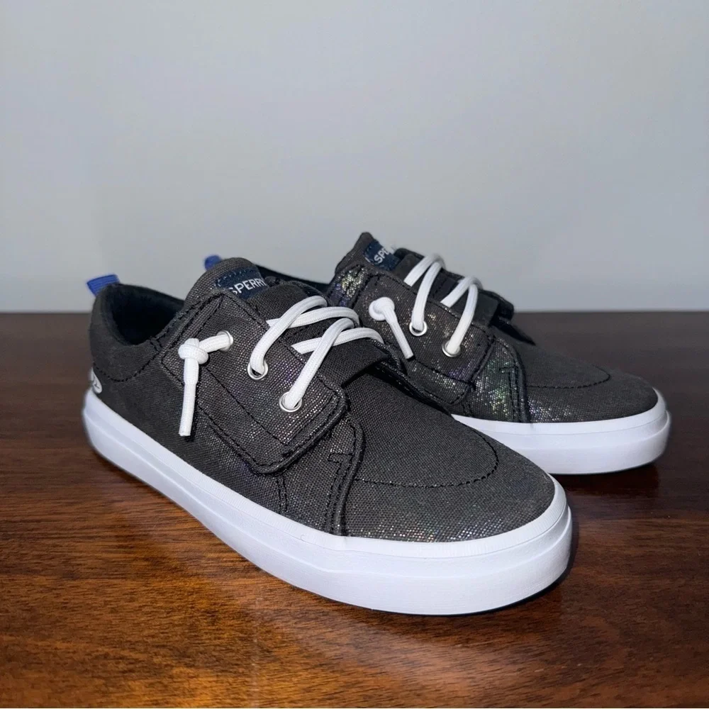 Sperry Top Sider Kids Girls Crest Vibe Junior Sneaker Black Sparkle Size 11 NWOB